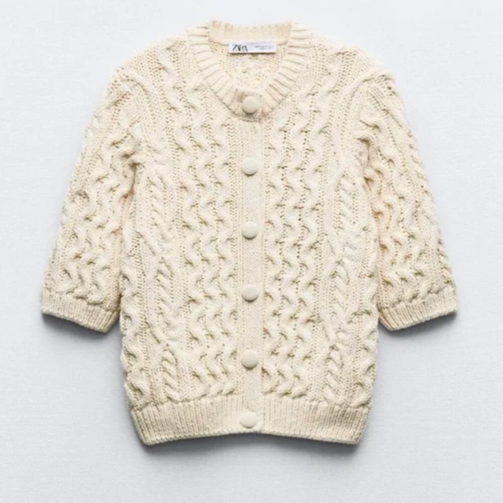 Zara cream/beige short sleeve sweater